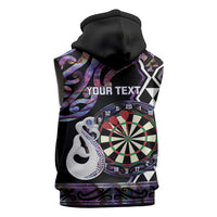 Personalised New Zealand Darts Sleeveless Hoodie Ngutukaka Manaia Taniko Luxury Purple - Polynesian Pride