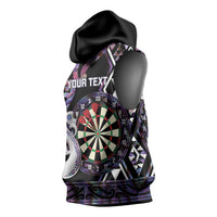 Personalised New Zealand Darts Sleeveless Hoodie Ngutukaka Manaia Taniko Luxury Purple - Polynesian Pride