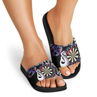 Personalised New Zealand Darts Slide Sandals Ngutukaka Manaia Taniko Luxury Purple - Polynesian Pride