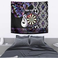 Personalised New Zealand Darts Tapestry Ngutukaka Manaia Taniko Luxury Purple - Polynesian Pride