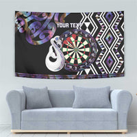 Personalised New Zealand Darts Tapestry Ngutukaka Manaia Taniko Luxury Purple - Polynesian Pride