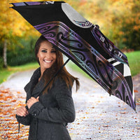 Personalised New Zealand Darts Umbrella Ngutukaka Manaia Taniko Luxury Purple - Polynesian Pride