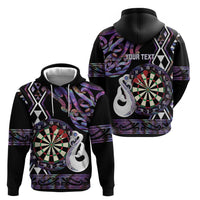 Personalised New Zealand Darts Zip Hoodie Ngutukaka Manaia Taniko Luxury Purple - Polynesian Pride