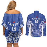 Custom Manu Samoa Rugby 2024 Couples Matching Off Shoulder Short Dress and Long Sleeve Button Shirt Go Champions Samoan Tattoo