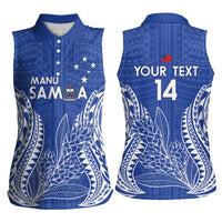 Custom Manu Samoa Rugby 2024 Women Sleeveless Polo Shirt Go Champions Samoan Tattoo LT14 - Polynesian Pride
