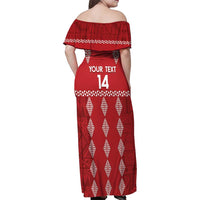 Custom Tonga Rugby 2024 Family Matching Off Shoulder Maxi Dress and Hawaiian Shirt Go Champions Ikale Tahi Ngatu Pattern