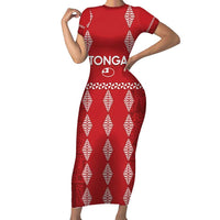 Custom Tonga Rugby 2024 Family Matching Short Sleeve Bodycon Dress and Hawaiian Shirt Go Champions Ikale Tahi Ngatu Pattern