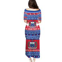 Personalised Samoa Christmas Family Matching Puletasi Dress and Hawaiian Shirt Samoan Coat Of Arms Manuia Le Kirisimas LT14 - Polynesian Pride