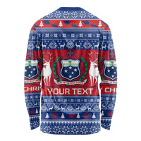 Personalised Samoa Christmas Long Sleeve Shirt Samoan Coat Of Arms Manuia Le Kirisimas LT14 - Polynesian Pride