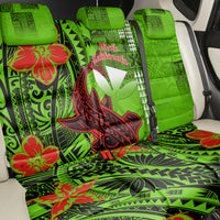 Personalised Hawaii Christmas Back Car Seat Cover Mele Kalikimaka Kakau Polynesian Shark Tattoo