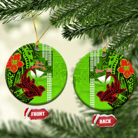 Personalised Hawaii Christmas Ceramic Ornament Mele Kalikimaka Kakau Polynesian Shark Tattoo LT14 Green - Polynesian Pride