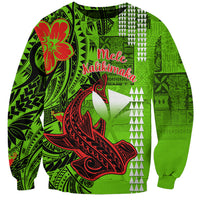 Personalised Hawaii Christmas Sweatshirt Mele Kalikimaka Kakau Polynesian Shark Tattoo LT14 Unisex Green - Polynesian Pride