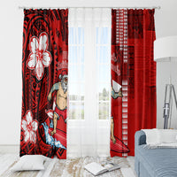 Personalised Hawaii Christmas Window Curtain Mele Kalikimaka Surfing Santa Claus LT14 - Polynesian Pride