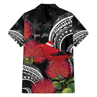Personalized Mele Kalikimaka Hawaii Family Matching Puletasi and Hawaiian Shirt I'iwi Bird With Ohia Lehua - Black Color
