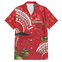 Personalized Mele Kalikimaka Hawaii Family Matching Summer Maxi Dress and Hawaiian Shirt I'iwi Bird With Ohia Lehua - Red Color LT14 Dad's Shirt - Short Sleeve Red - Polynesian Pride