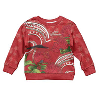 Personalized Mele Kalikimaka Hawaii Kid Ugly Christmas Sweater I'iwi Bird With Ohia Lehua - Red Color LT14 Kid Red - Polynesian Pride