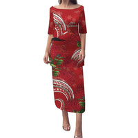 Personalized Mele Kalikimaka Hawaii Puletasi I'iwi Bird With Ohia Lehua - Red Color