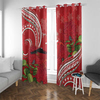 Personalized Mele Kalikimaka Hawaii Window Curtain I'iwi Bird With Ohia Lehua - Red Color