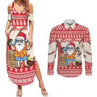 Hawaii Christmas Six Seven Couples Matching Summer Maxi Dress and Long Sleeve Button Shirt Mele Kalikimaka Funny Santa 67 Gen Alpha Slang - Polynesian Pride