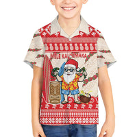 Hawaii Christmas Six Seven Family Matching Off Shoulder Short Dress and Hawaiian Shirt Mele Kalikimaka Funny Santa 67 Gen Alpha Slang LT14 - Polynesian Pride