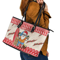 Hawaii Christmas Six Seven Leather Tote Bag Mele Kalikimaka Funny Santa 67 Gen Alpha Slang - Polynesian Pride