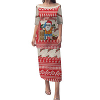 Hawaii Christmas Six Seven Puletasi Mele Kalikimaka Funny Santa 67 Gen Alpha Slang LT14 Long Dress Red - Polynesian Pride