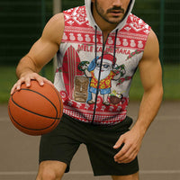 Hawaii Christmas Six Seven Sleeveless Zip Hoodie Mele Kalikimaka Funny Santa 67 Gen Alpha Slang LT14 - Polynesian Pride