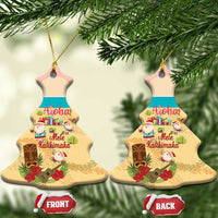 Aloha Hawaii Mele Kalikimaka Ceramic Ornament Beachy Funny Santa Hawaiian Lei - Polynesian Pride