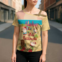Aloha Hawaii Mele Kalikimaka Cross Shoulder Shirt Beachy Funny Santa Hawaiian Lei LT14 - Polynesian Pride