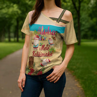 Aloha Hawaii Mele Kalikimaka Cross Shoulder Shirt Beachy Funny Santa Hawaiian Lei LT14 - Polynesian Pride