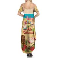 Aloha Hawaii Mele Kalikimaka Family Matching Summer Maxi Dress and Hawaiian Shirt Beachy Funny Santa Hawaiian Lei LT14 - Polynesian Pride