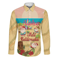 Aloha Hawaii Mele Kalikimaka Family Matching Tank Maxi Dress and Hawaiian Shirt Beachy Funny Santa Hawaiian Lei LT14 Dad's Shirt - Long Sleeve Yellow - Polynesian Pride