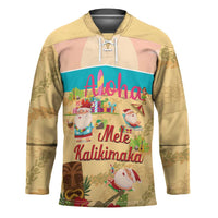 Aloha Hawaii Mele Kalikimaka Hockey Jersey Beachy Funny Santa Hawaiian Lei - Polynesian Pride