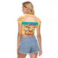Aloha Hawaii Mele Kalikimaka Raglan Cropped T Shirt Beachy Funny Santa Hawaiian Lei LT14 - Polynesian Pride