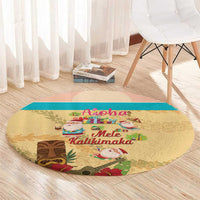 Aloha Hawaii Mele Kalikimaka Round Carpet Beachy Funny Santa Hawaiian Lei - Polynesian Pride