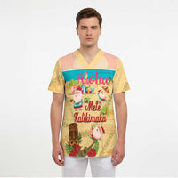 Aloha Hawaii Mele Kalikimaka Scrub Top Beachy Funny Santa Hawaiian Lei - Polynesian Pride