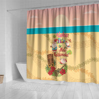Aloha Hawaii Mele Kalikimaka Shower Curtain Beachy Funny Santa Hawaiian Lei - Polynesian Pride