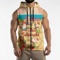 Aloha Hawaii Mele Kalikimaka Sleeveless Zip Hoodie Beachy Funny Santa Hawaiian Lei LT14 - Polynesian Pride