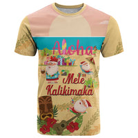 Aloha Hawaii Mele Kalikimaka T Shirt Beachy Funny Santa Hawaiian Lei - Polynesian Pride