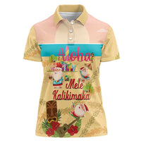 Aloha Hawaii Mele Kalikimaka Women Polo Shirt Beachy Funny Santa Hawaiian Lei - Polynesian Pride