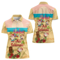 Aloha Hawaii Mele Kalikimaka Women Polo Shirt Beachy Funny Santa Hawaiian Lei LT14 - Polynesian Pride