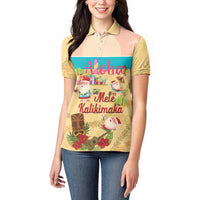 Aloha Hawaii Mele Kalikimaka Women Polo Shirt Beachy Funny Santa Hawaiian Lei LT14 - Polynesian Pride