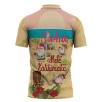 Aloha Hawaii Mele Kalikimaka Zipper Polo Shirt Beachy Funny Santa Hawaiian Lei LT14 - Polynesian Pride