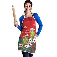 New Zealand Kakapo Christmas Apron Owl Parrot Santa Sliver Fern Manuka - Red - Polynesian Pride