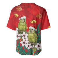 New Zealand Kakapo Christmas Baseball Jersey Owl Parrot Santa Sliver Fern Manuka - Red - Polynesian Pride