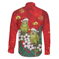 New Zealand Kakapo Christmas Family Matching Mermaid Dress and Hawaiian Shirt Owl Parrot Santa Sliver Fern Manuka - Red LT14 - Polynesian Pride