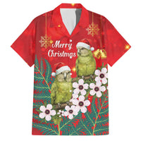 New Zealand Kakapo Christmas Family Matching Off The Shoulder Long Sleeve Dress and Hawaiian Shirt Owl Parrot Santa Sliver Fern Manuka - Red LT14 Dad's Shirt - Short Sleeve Red - Polynesian Pride