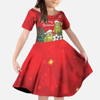 New Zealand Kakapo Christmas Family Matching Off Shoulder Maxi Dress and Hawaiian Shirt Owl Parrot Santa Sliver Fern Manuka - Red LT14 Daughter's Dress Red - Polynesian Pride