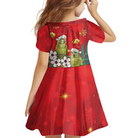 New Zealand Kakapo Christmas Family Matching Off Shoulder Maxi Dress and Hawaiian Shirt Owl Parrot Santa Sliver Fern Manuka - Red LT14 - Polynesian Pride