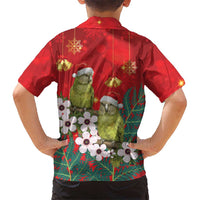New Zealand Kakapo Christmas Family Matching Puletasi and Hawaiian Shirt Owl Parrot Santa Sliver Fern Manuka - Red LT14 - Polynesian Pride
